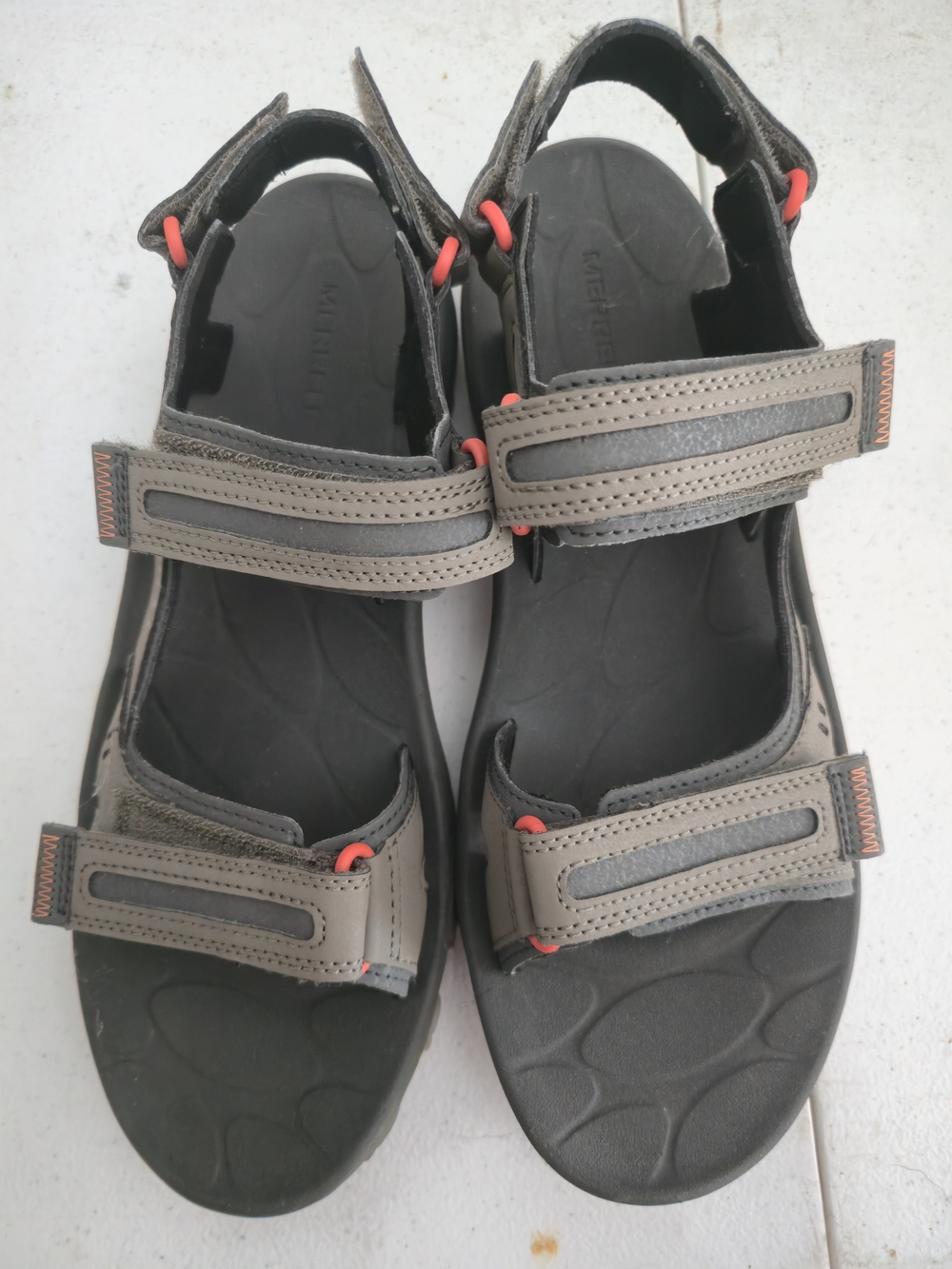 Merrell Men's Gray and Black Outdoor Sandals with Orange Accents